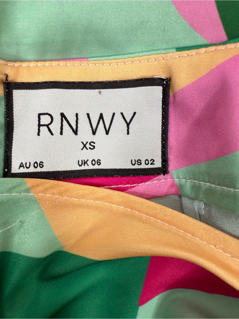 RNWY skirt side slit bright Abstract Print Maxi Skirt — Green, Pink & Orange - Picture 8 of 12